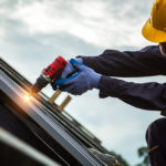 [construction,Roof],Roofer,Worker,In,Protective,Uniform,Wear,And,Gloves,